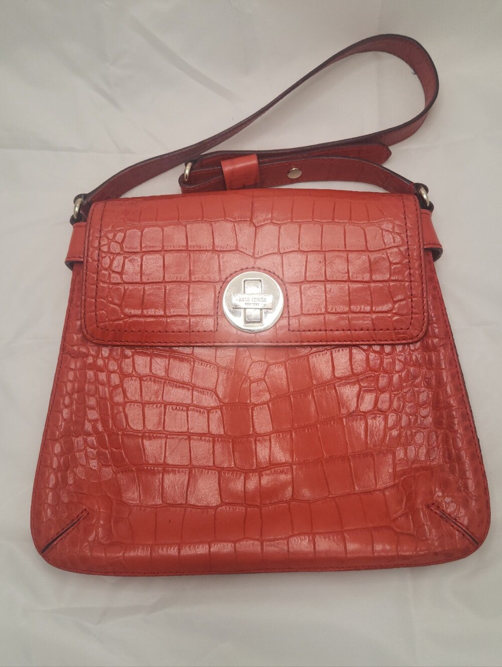 Kate Spade Red Croc-Embossed Leather Shoulderbag Circa 2015-2020